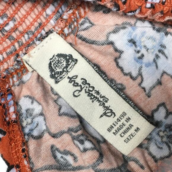 American Rag Top Floral Off the Shoulder Casual Blouse‎ Women's M Keyhole Back - Picture 3 of 10